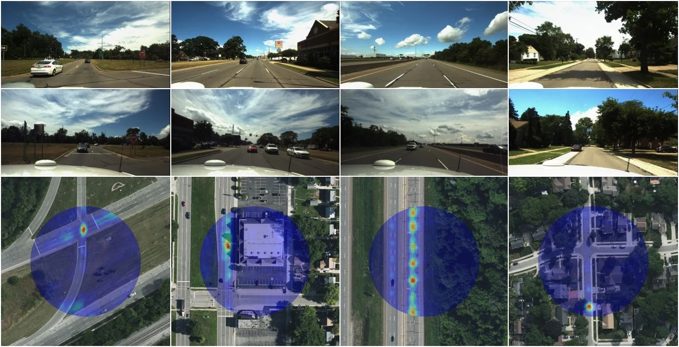Predicted probability distributions for the vehicle position